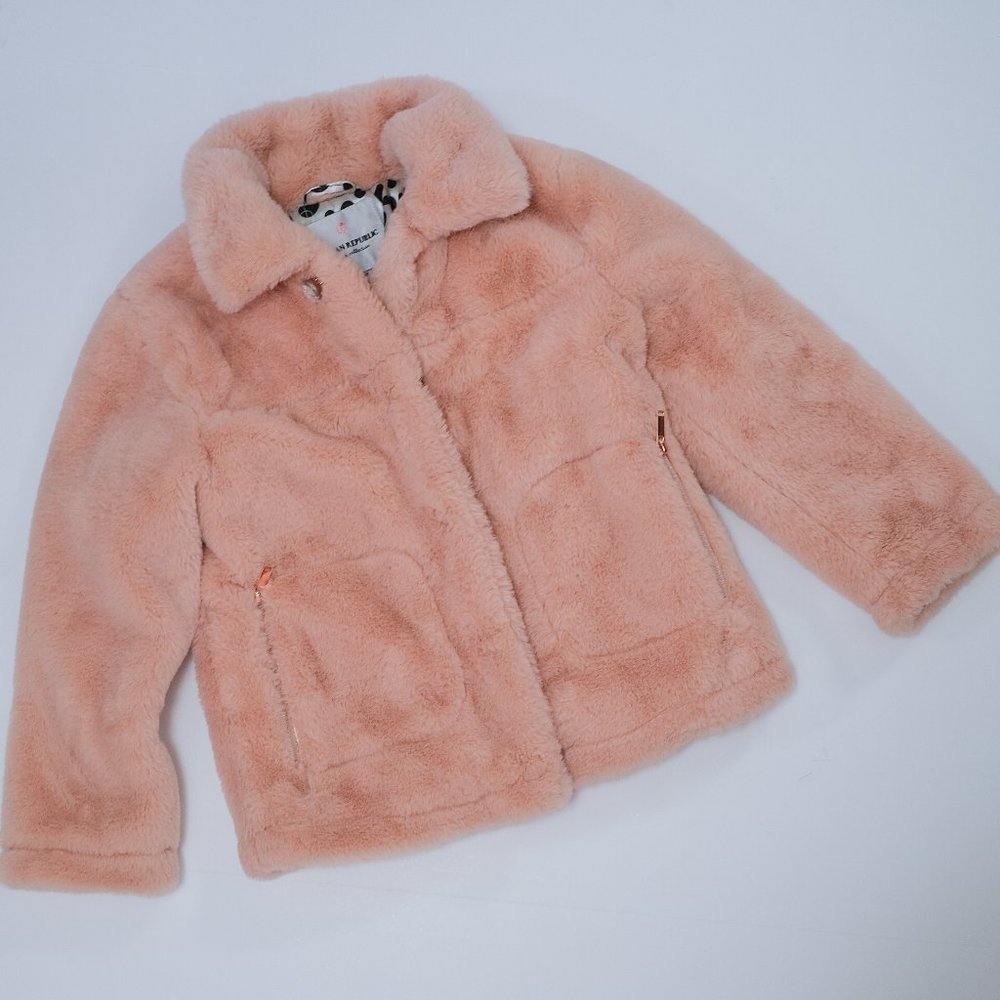 Girls pink fluffy jacket Like New size 6X